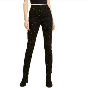 Bar III Black Studded Skinny Ankle Pants